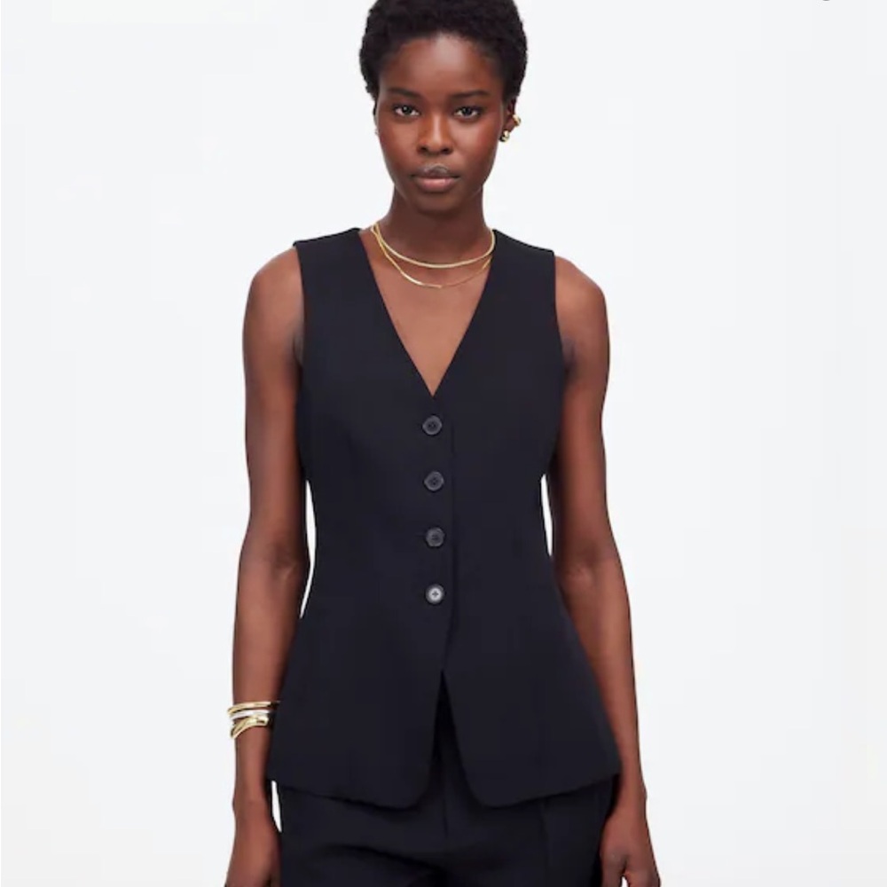 Madewell Cutaway Long Vest Women’s size 4 NWT Black